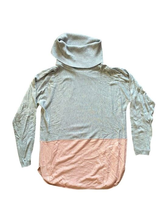 cleo Sweaters - Cleo Gray Pink Turtleneck Tunic Sweater XS